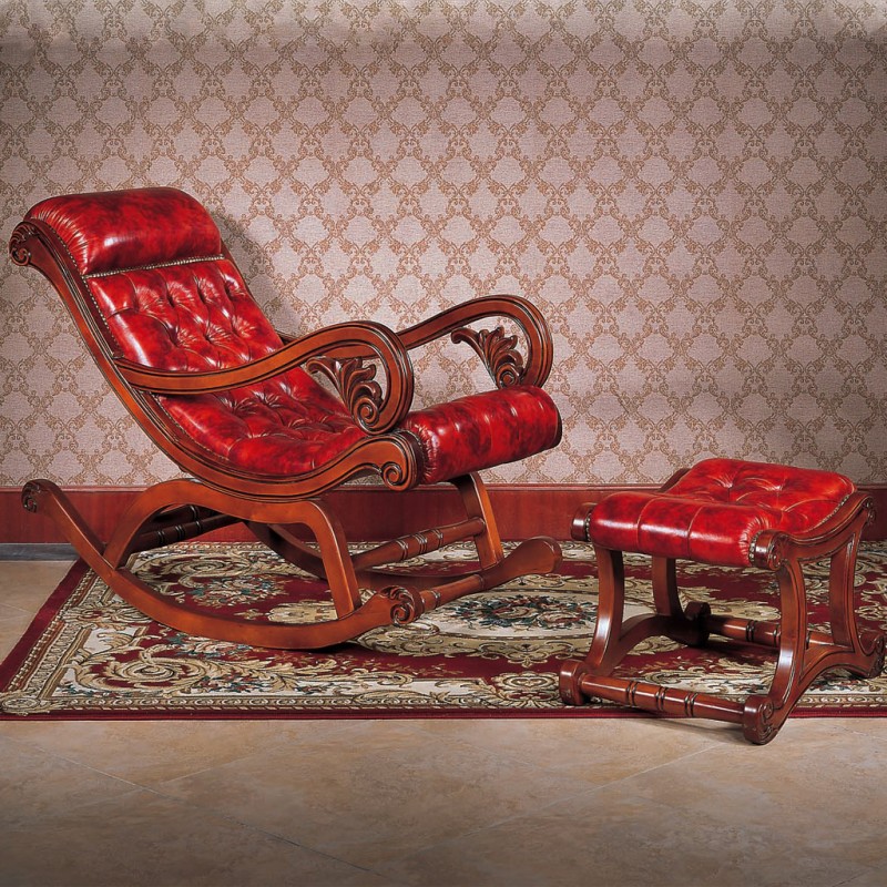 歐美古典式實木 真皮 躺椅 腳踏配套 熱賣中工廠,批發,進口,代購