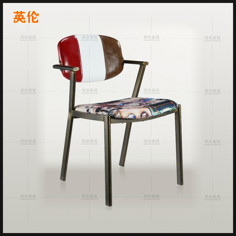 復古餐椅美式鐵藝七字椅做舊休閒餐椅主題餐廳咖啡廳個性椅子批發・進口・工廠・代買・代購
