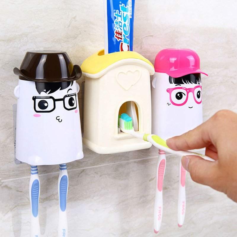 愛情公寓 懶人全自動創意卡通牙膏擠壓器洗漱套裝 帶牙刷架韓國工廠,批發,進口,代購