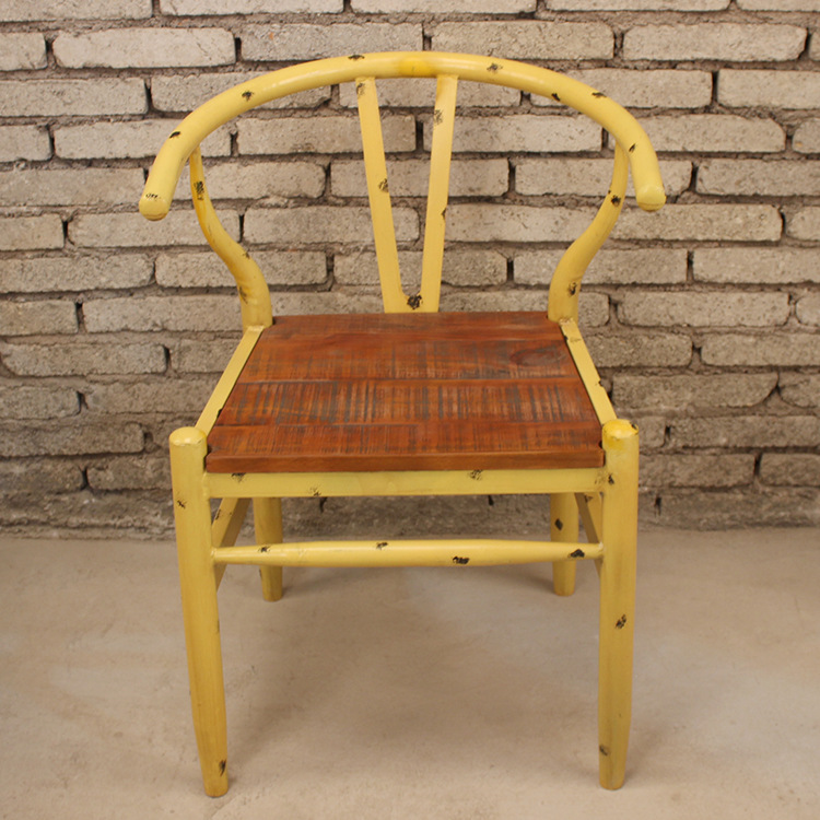 歐式鐵藝凳子批發工業風金屬做舊實木椅客廳仿古太師椅背靠椅定製批發・進口・工廠・代買・代購