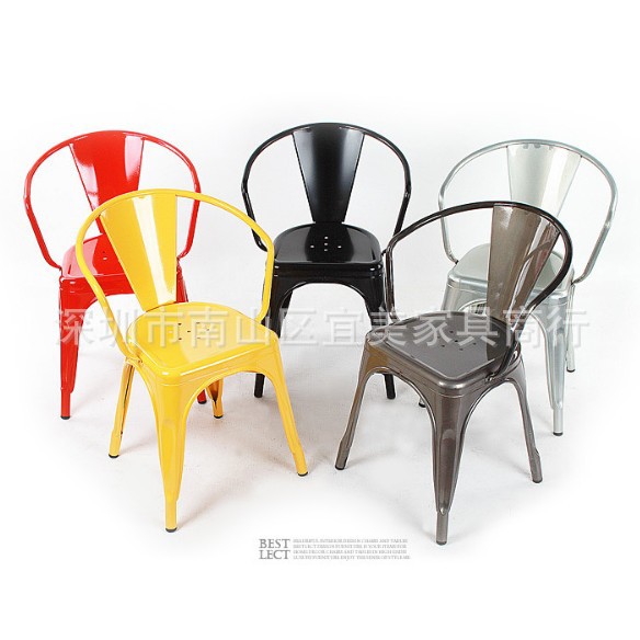 餐椅休閒椅子 歐式金屬椅餐廳 時尚宜傢椅工業做舊loft鐵皮椅批發・進口・工廠・代買・代購