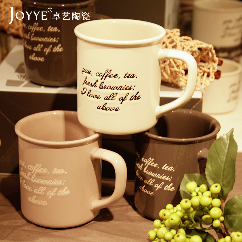 Joyye  韓式簡約情侶水杯對杯 陶瓷大容量馬克杯咖啡牛奶杯工廠,批發,進口,代購