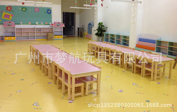 深圳幼兒園兒童桌椅，南山區幼兒園防火板桌子 豪華六人桌椅工廠,批發,進口,代購