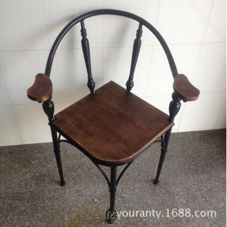 鐵之源 美式鄉村實木餐椅創意做舊鐵藝實木休閒餐廳椅子 可定製工廠,批發,進口,代購
