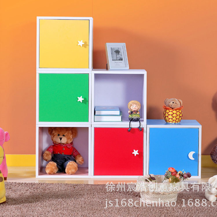 定製彩色單個書櫃 兒童簡約現代收納儲物書架 自由組合櫃帶門批發工廠,批發,進口,代購