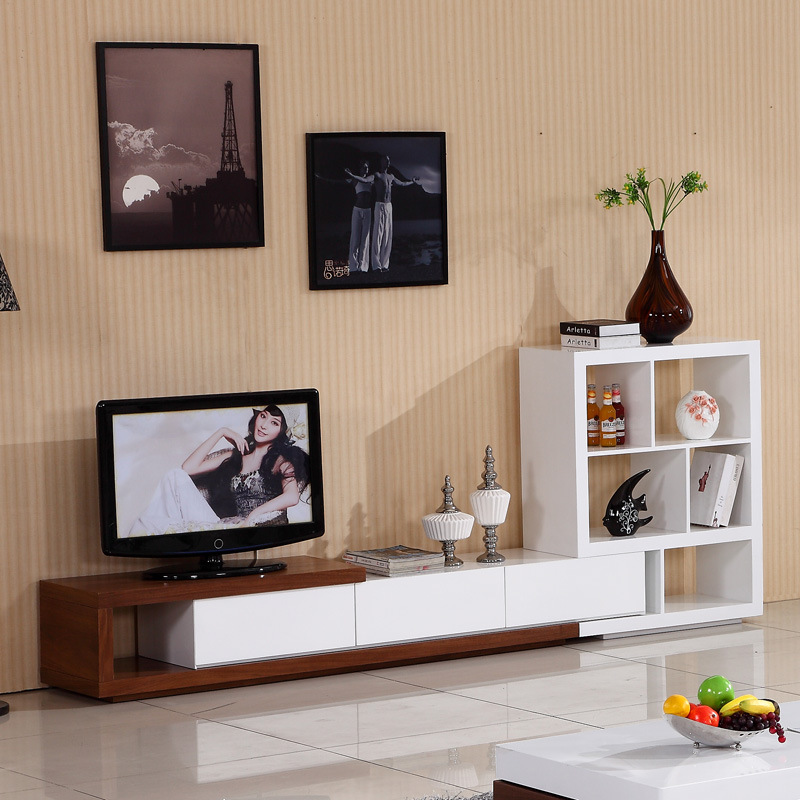啟巢傢具 現代簡約烤漆電視櫃茶幾組合 可伸縮木紋電視櫃批發直銷工廠,批發,進口,代購