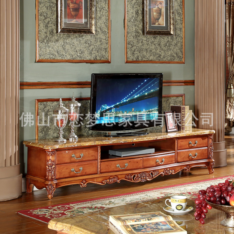 客廳傢具實木雕花歐式電視櫃 天然大理石美式電視櫃308工廠,批發,進口,代購
