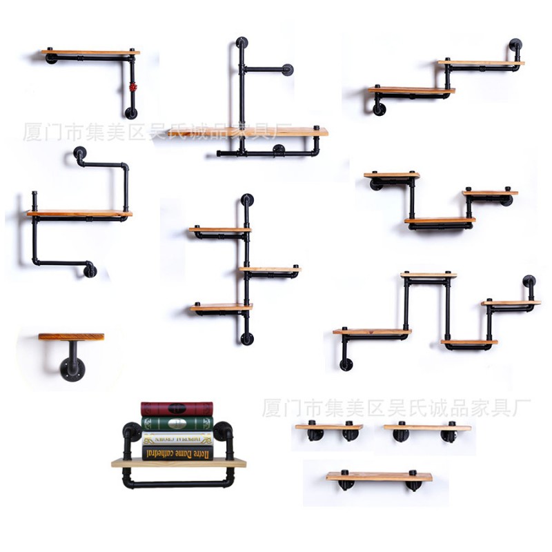 loft實木墻上置物層架創意墻上壁掛書架層板水管架做舊隔板置物架工廠,批發,進口,代購