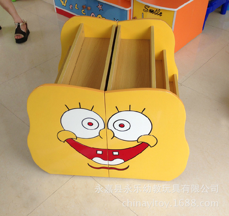 兒童書櫃幼兒園專用書櫃可折疊卡通圖書櫃海棉寶寶造型書架批發・進口・工廠・代買・代購