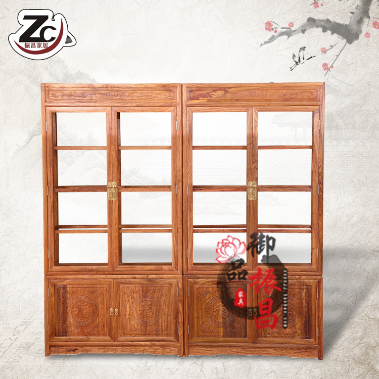 實木玻璃櫃 優質實用原木色實木玻璃櫃 古典中式實木傢具定製批發批發・進口・工廠・代買・代購