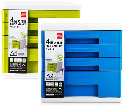 得力9761文件櫃4層塑料A4桌麵抽屜收納辦公資料分類整理彩色時尚工廠,批發,進口,代購