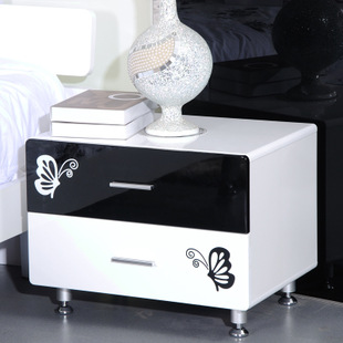 宜傢現代臥室傢具時尚黑白鋼琴烤漆抽屜櫃床頭櫃簡約白色特價包郵批發・進口・工廠・代買・代購