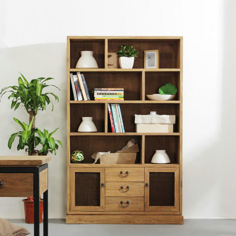 美式復古傢具實木簡易書櫃 創意落地式帶櫃子書房書櫃客廳置物架工廠,批發,進口,代購