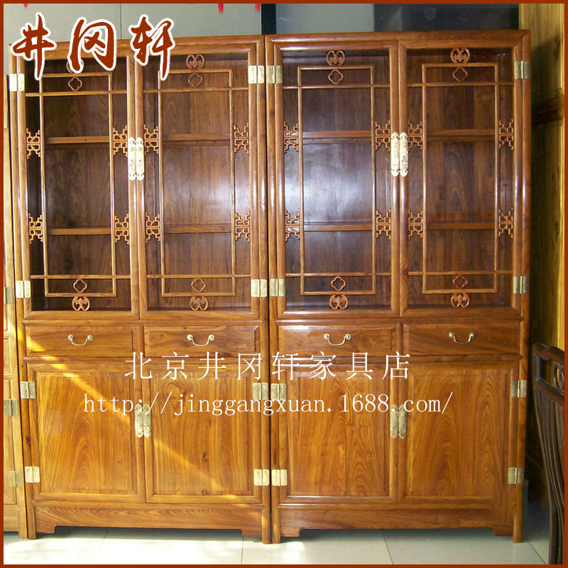 廠傢生產供應 北京紅木古典傢具定做 三層精雕紅木書櫃工廠,批發,進口,代購