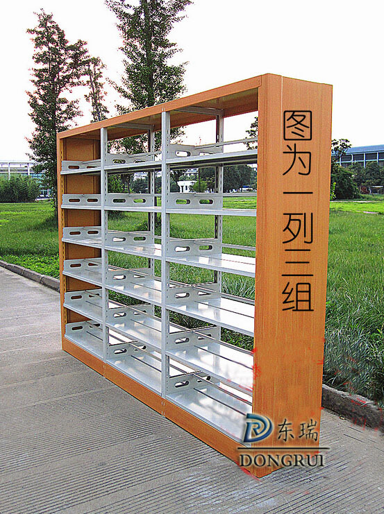 廠傢直銷重慶學校圖書館用鋼製木護板書架精品書架雙麵雙柱麵書架工廠,批發,進口,代購