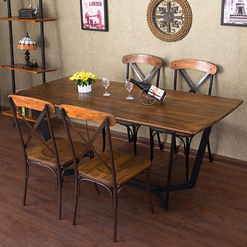美式復古鐵藝實木餐桌長方形書桌會議桌辦公桌工作臺咖啡桌椅工廠,批發,進口,代購