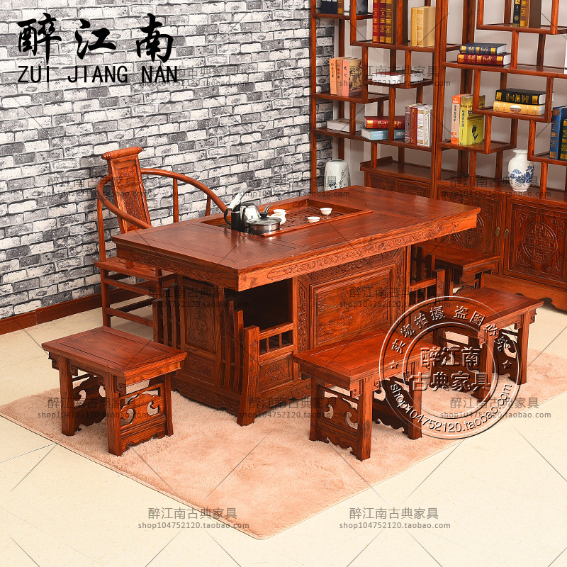 新款 茶桌椅組合實木仿古中式傢具 榆木功夫茶桌茶臺 戰國將軍臺工廠,批發,進口,代購