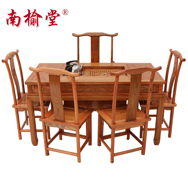 廠傢直銷茶座椅組合中式 實木功夫茶桌子雕刻復古仿紅木傢具 批發工廠,批發,進口,代購