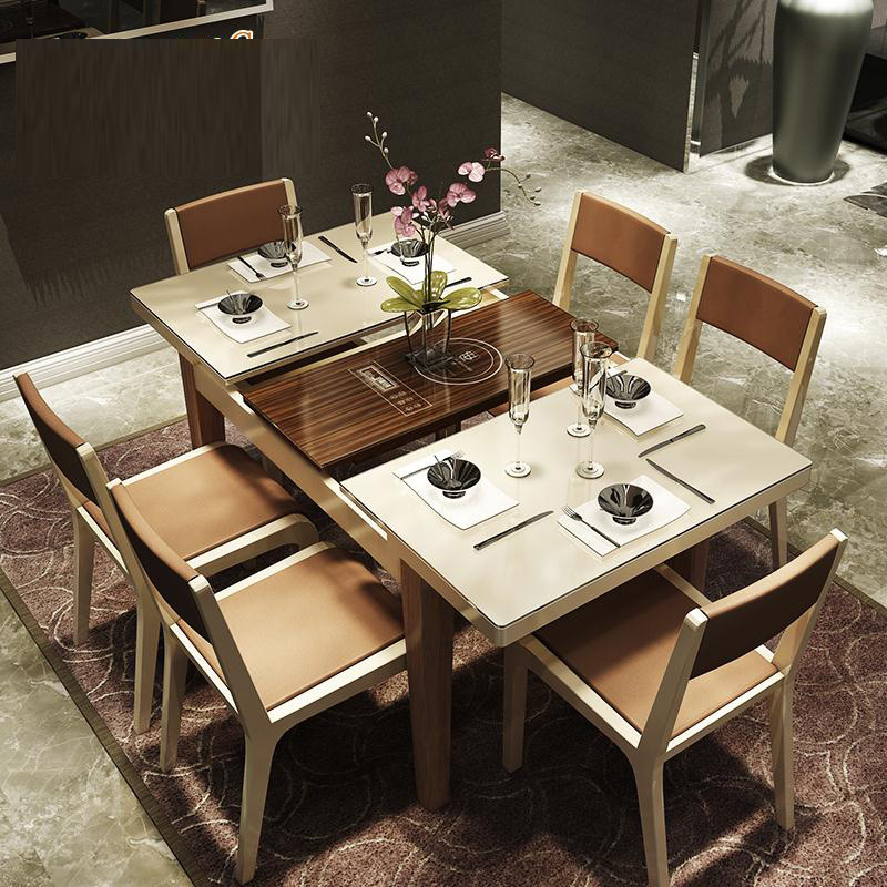 簡約實木餐桌 伸縮鋼化玻璃餐臺 火鍋餐桌 小戶型餐桌椅組合工廠,批發,進口,代購