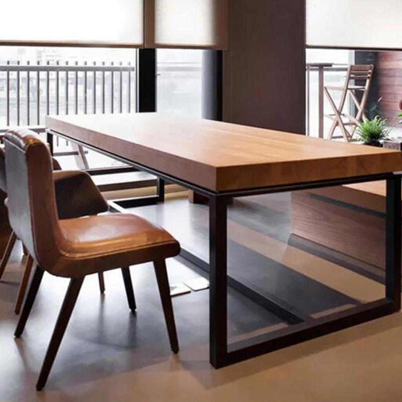 美式復古鐵藝實木餐桌餐廳桌簡約辦公會議多用松木長方形桌子定做工廠,批發,進口,代購