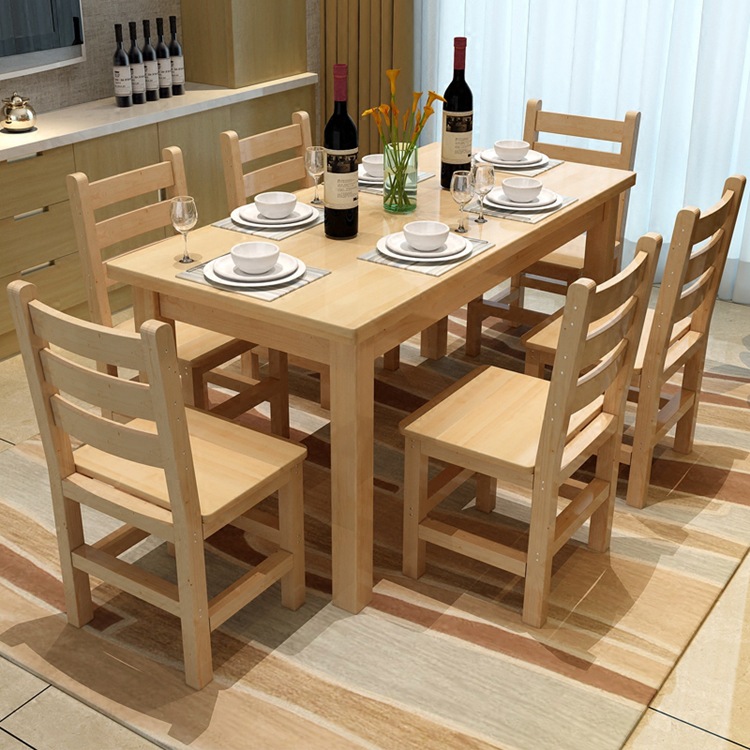 實木餐桌椅組合現代長方形松木桌子簡約飯店餐館簡易傢用吃飯桌工廠,批發,進口,代購