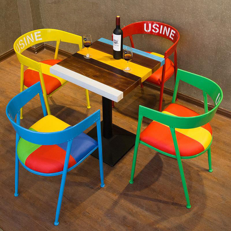 美式實木復古方桌子戶外u型拼撞彩色咖啡餐廳休閒吧桌椅組合茶幾工廠,批發,進口,代購