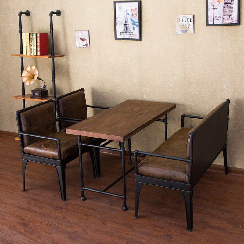 鐵藝復古LOFT工業風咖啡廳桌椅組合奶茶店酒吧甜品店卡座沙發椅工廠,批發,進口,代購