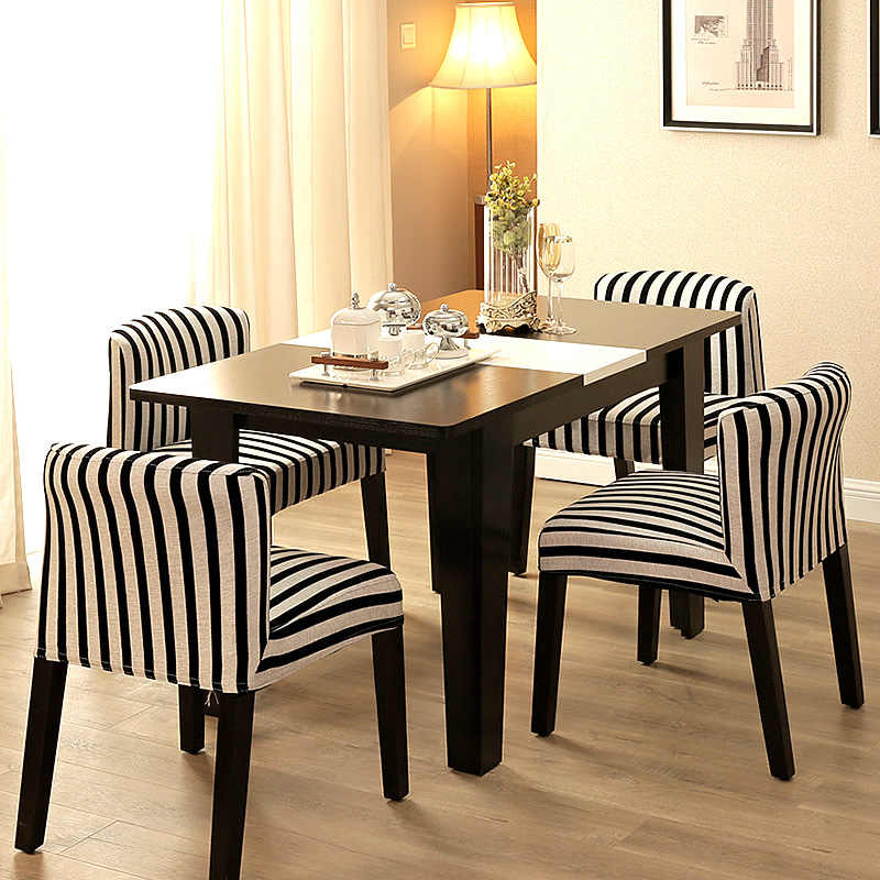 可折疊伸縮餐桌椅組合簡約現代小戶型胡桃色長方形黑白小方桌飯桌批發・進口・工廠・代買・代購