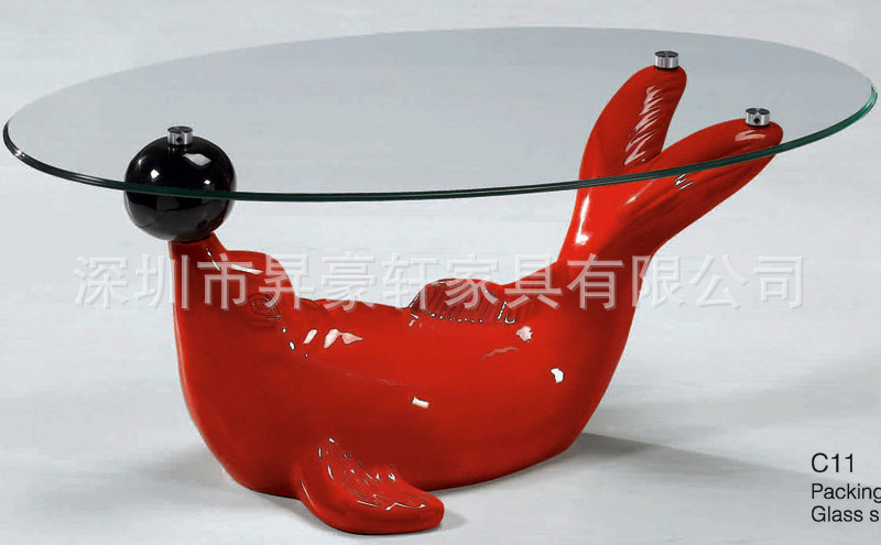 長期生產批發 時尚創意玻璃鋼圓桌 客廳透明接待茶幾80*45*44cm工廠,批發,進口,代購