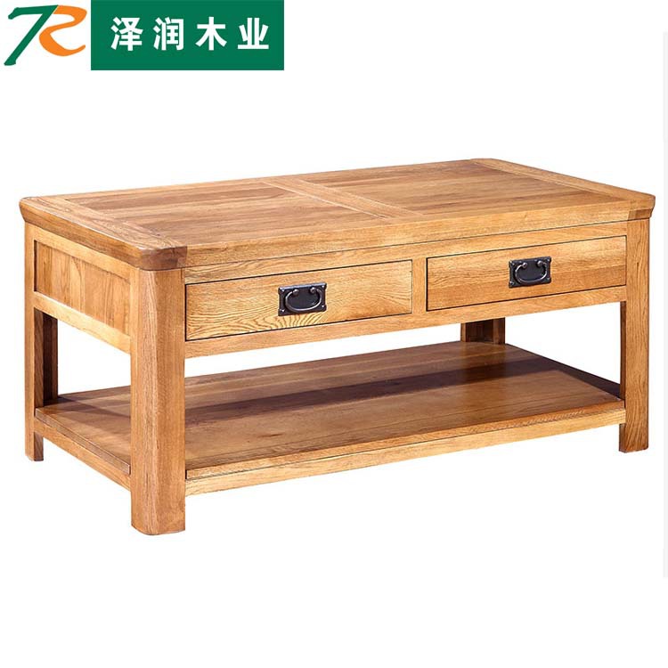 澤潤木業 歐式復古橡木傢具4抽實木客廳茶幾 1.1米咖啡桌廠傢直銷工廠,批發,進口,代購
