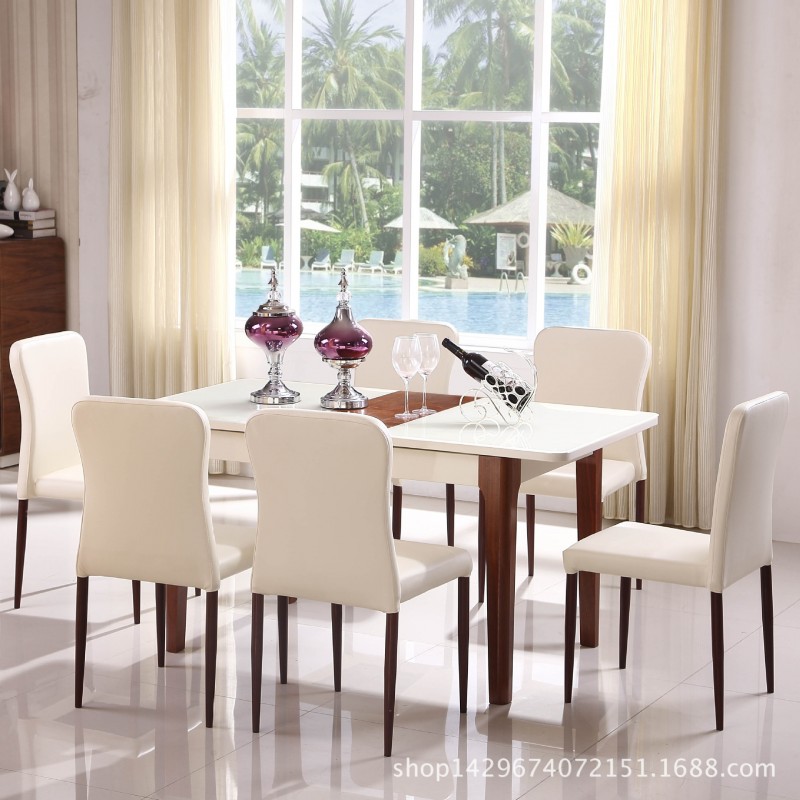 餐桌椅組合可伸縮鋼化玻璃餐桌簡約現代方形實木餐臺批發・進口・工廠・代買・代購