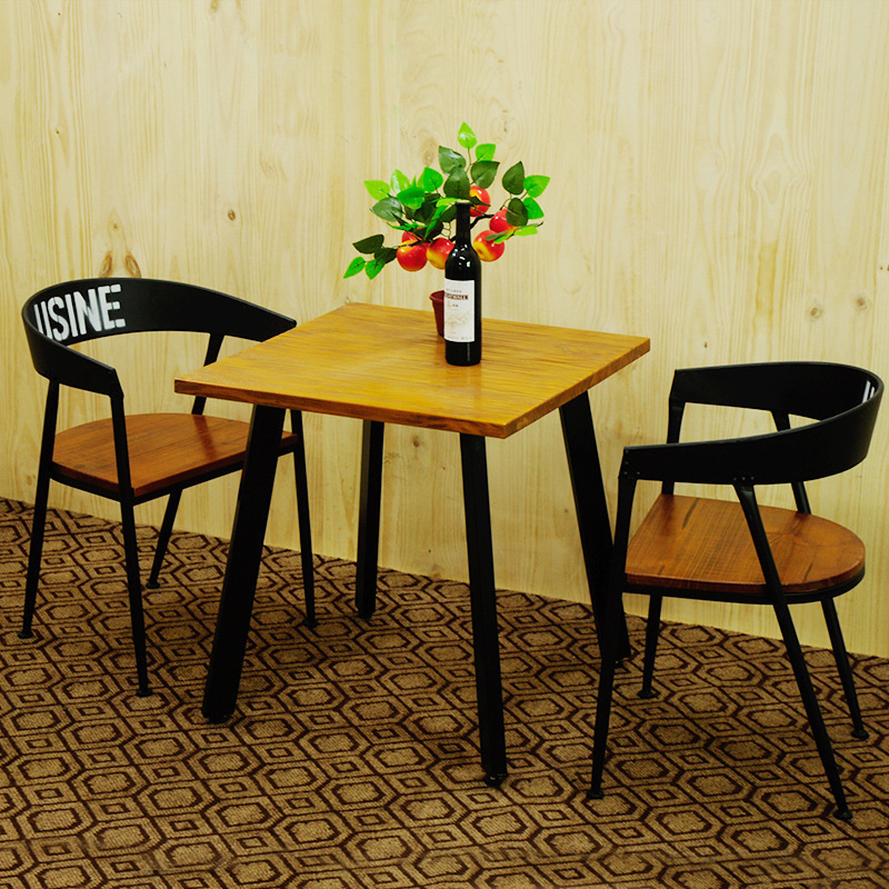 美式鄉村陽臺木桌椅創意奶茶店咖啡廳桌椅 休閒成套方形桌椅組合工廠,批發,進口,代購