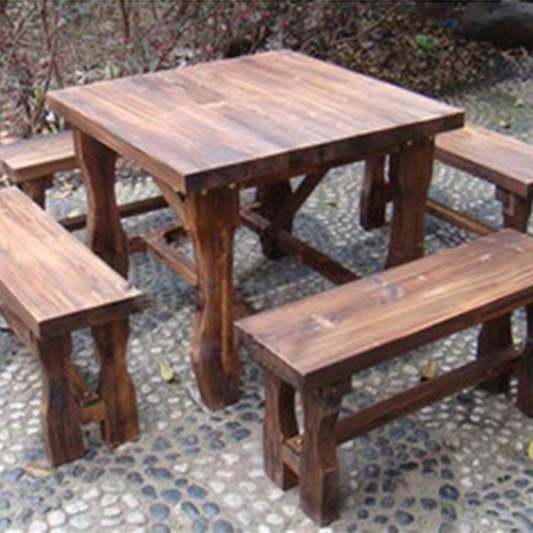 純實木餐桌 碳化仿古全實木餐桌椅組合 原木餐桌批發・進口・工廠・代買・代購