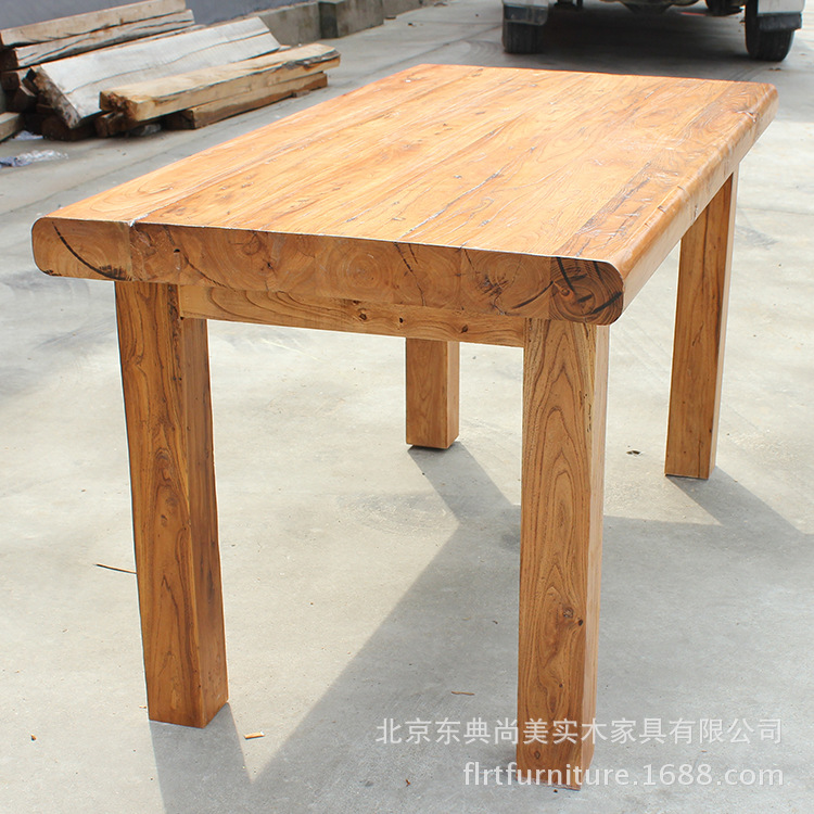 韓式餐桌 老榆木長方形傢用大量 戶外實木餐桌專業可定做批發・進口・工廠・代買・代購