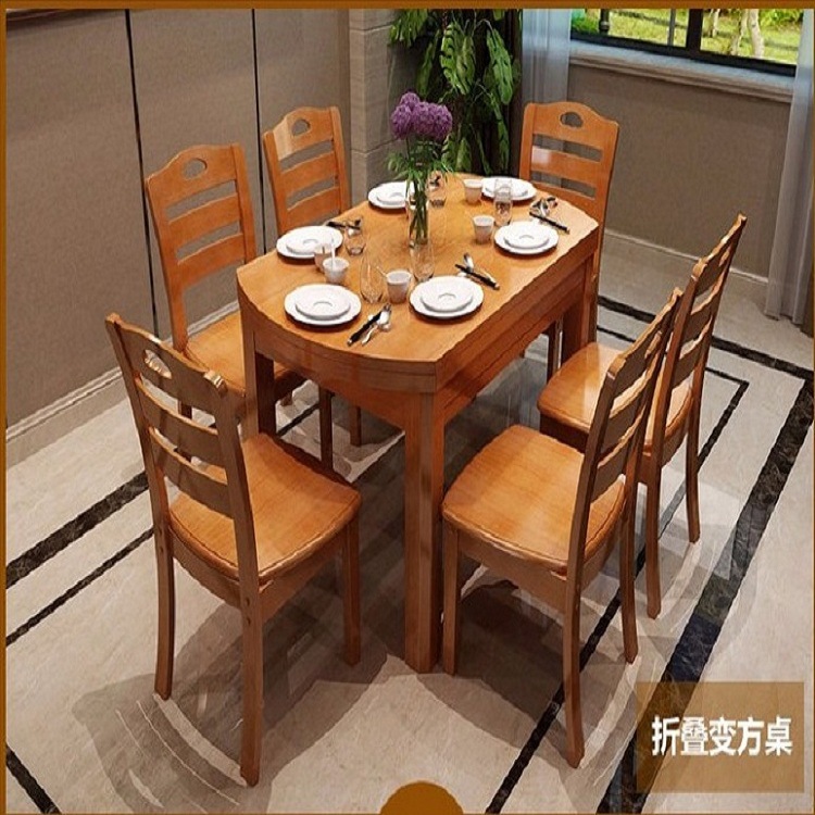 實木餐桌折疊可伸縮橡木餐桌椅組合木質小戶 型飯桌簡約現代圓桌批發・進口・工廠・代買・代購