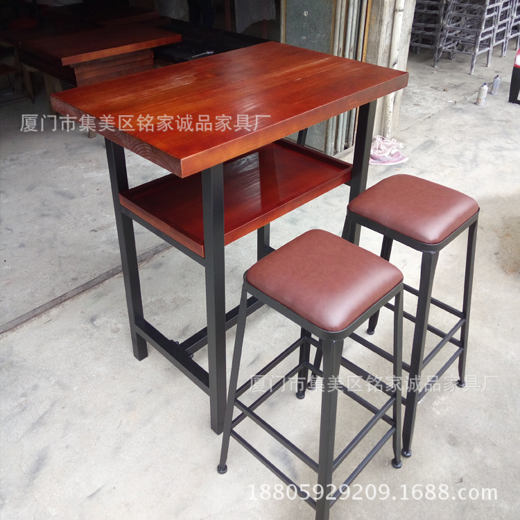 廠傢直銷 雙層吧臺桌 美式雙層實木酒吧桌 創意雙層吧桌 可定製批發・進口・工廠・代買・代購