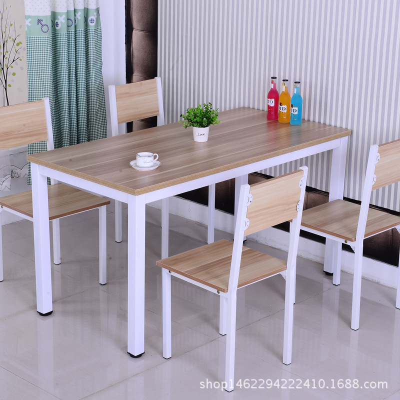 鋼木餐桌椅組合現代簡約長方形簡易傢用飯桌快餐桌椅批發・進口・工廠・代買・代購