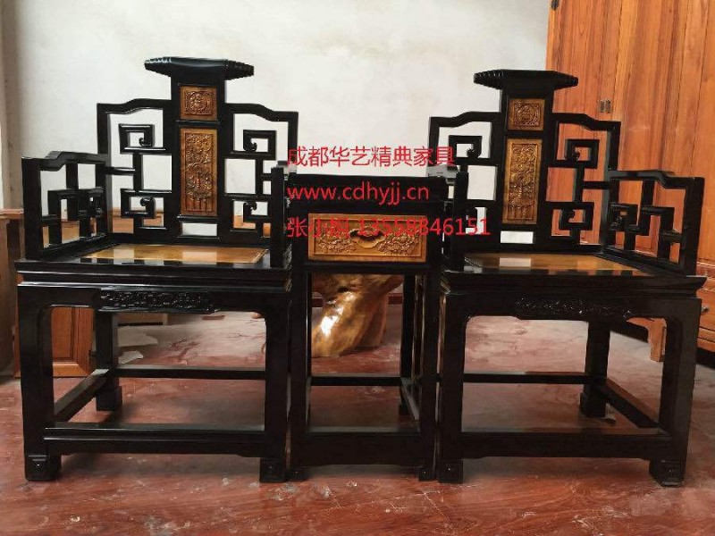 成都仿古傢具現貨太師椅組合明清仿古實木傢具金絲楠水波紋定製工廠,批發,進口,代購