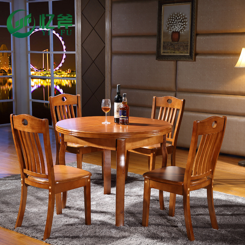 多功能橡木全實木餐桌椅組合正方形長方形伸縮拉伸傢用吃飯桌子批發・進口・工廠・代買・代購