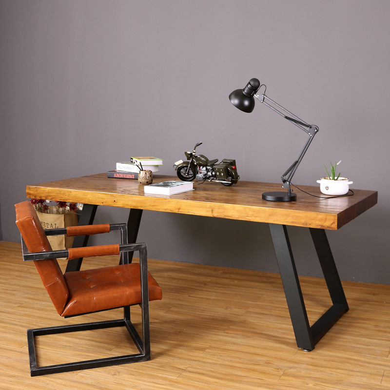 歐式復古傢具實木簡易書桌 實用傢用鐵藝做舊臺式辦公電腦桌子批發・進口・工廠・代買・代購