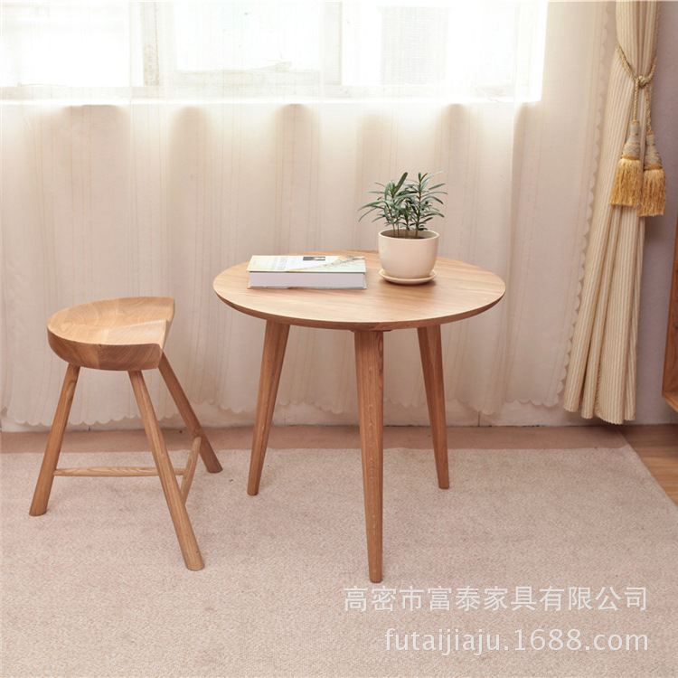 小戶型日式圓形簡約桌椅組合 白橡木純實木圓形咖啡桌 廠傢直銷工廠,批發,進口,代購