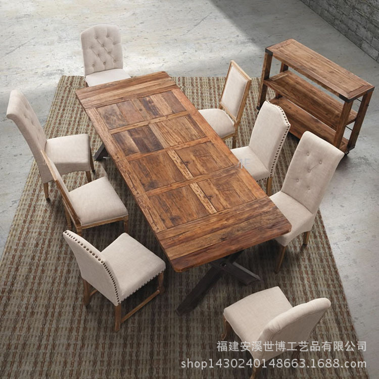 高檔創意餐桌傢具實木做舊 歐式復古會議桌 鐵藝辦公桌會所時尚桌工廠,批發,進口,代購