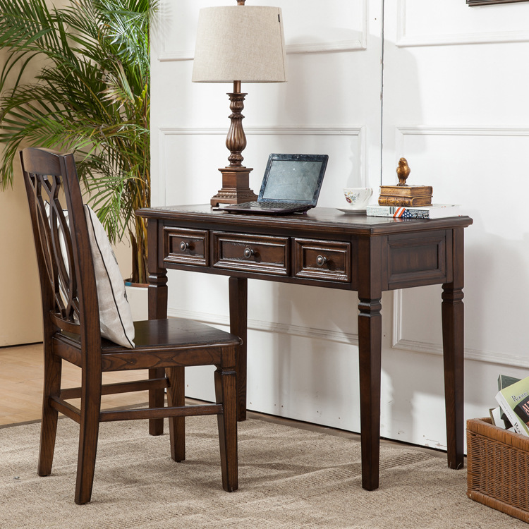 實木書桌1米辦公桌電腦桌書桌椅組合美式簡約傢具批發・進口・工廠・代買・代購