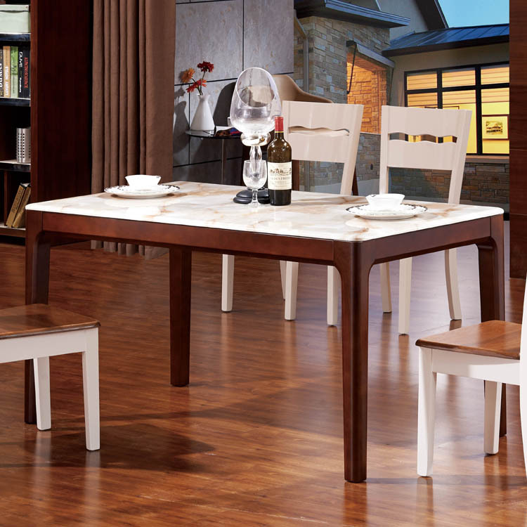 大理石餐桌純實木餐臺椅組合簡約現代胡桃色橡木餐廳長方形飯桌子批發・進口・工廠・代買・代購