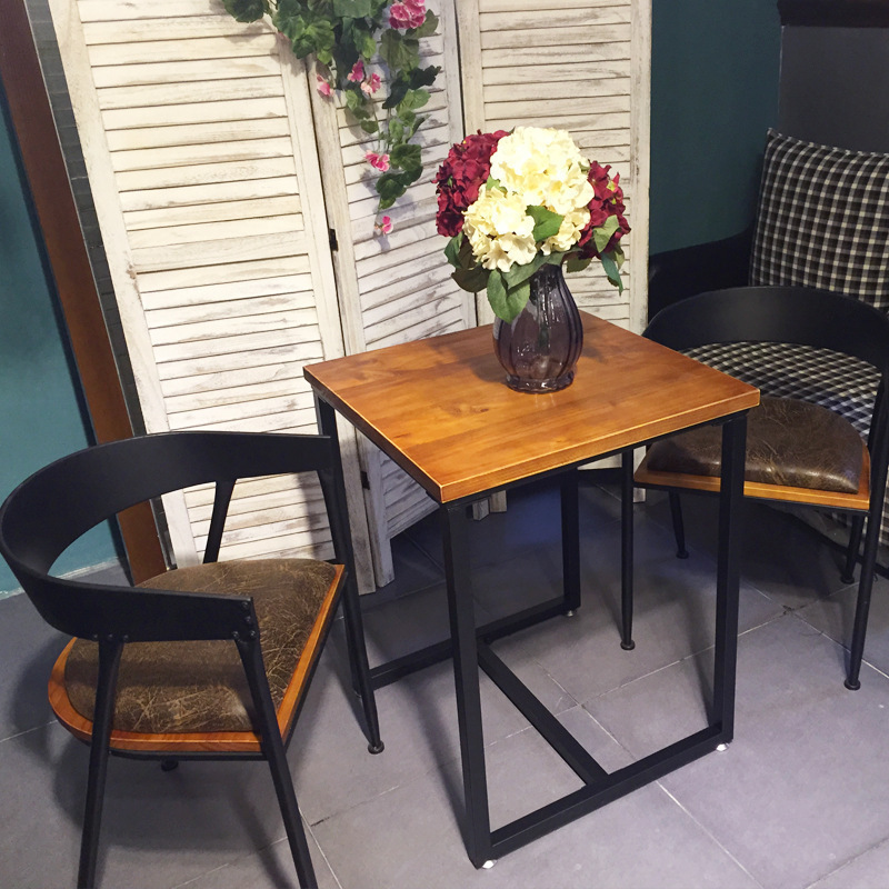 美式鐵藝實木餐桌椅組合復古餐廳咖啡廳奶茶店小型戶外桌椅可定做工廠,批發,進口,代購