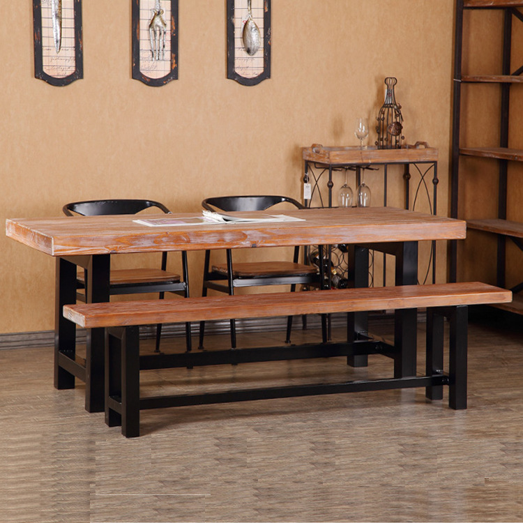 美式復古簡易傢具餐桌 鐵藝實木飯店飯桌咖啡廳餐桌椅組合工廠,批發,進口,代購