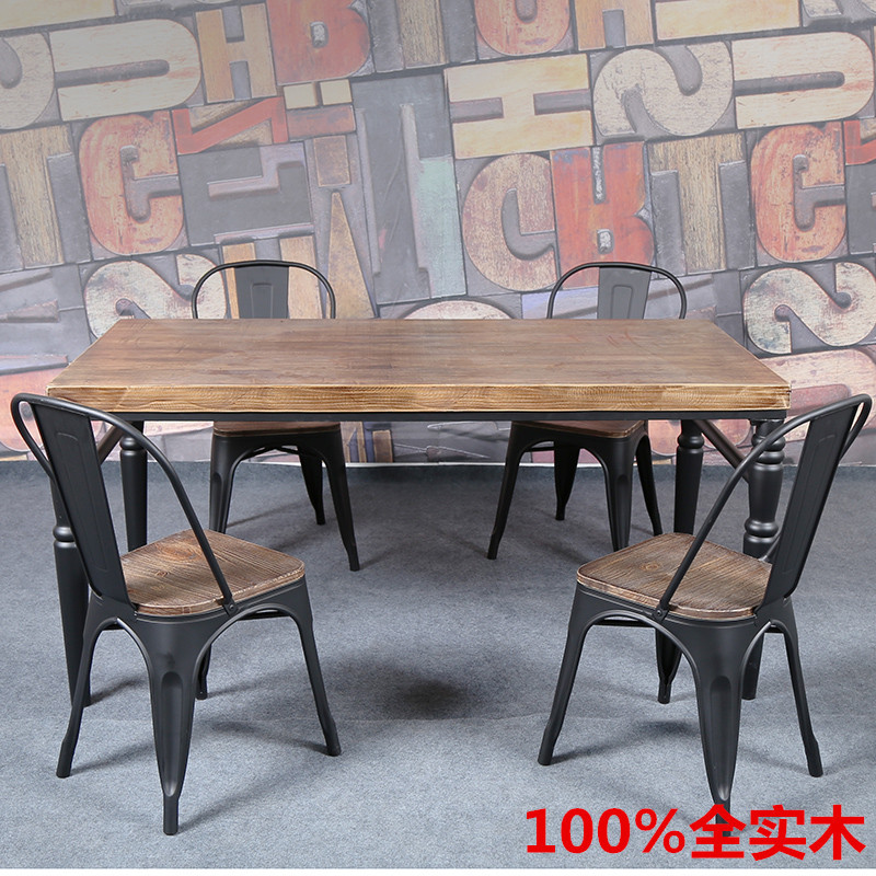 美式復古做舊鐵藝餐桌loft實木餐桌椅組合長電腦桌會議桌辦公桌工廠,批發,進口,代購