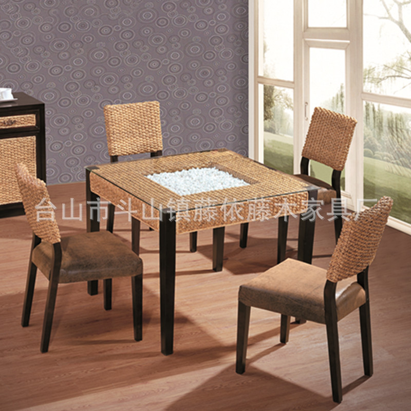 特色水草餐桌椅組合五件套 西餐廳咖啡廳休閒藤傢具 小戶型餐桌椅工廠,批發,進口,代購