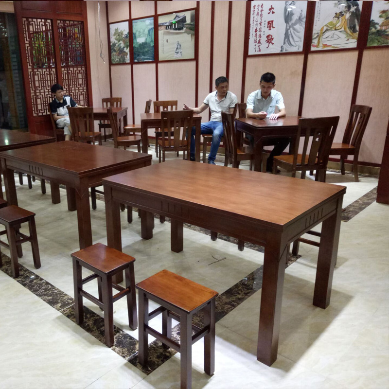 廠傢直銷實木橡木餐桌 連鎖餐廳長方形餐桌椅實木成套餐桌椅組合工廠,批發,進口,代購