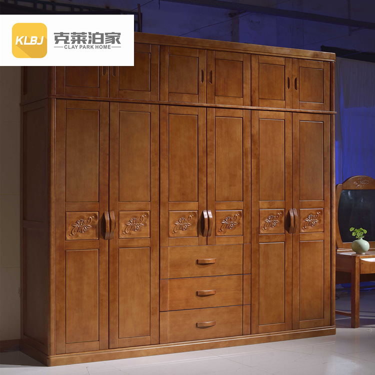 廠傢批發實木衣櫃 6門加頂橡木櫃子 現代中式臥室衣櫥 克萊泊傢工廠,批發,進口,代購